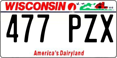 WI license plate 477PZX