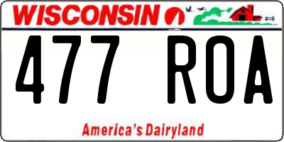 WI license plate 477ROA