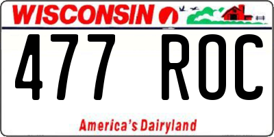 WI license plate 477ROC