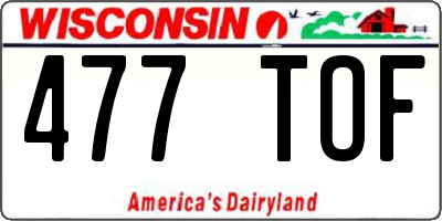 WI license plate 477TOF