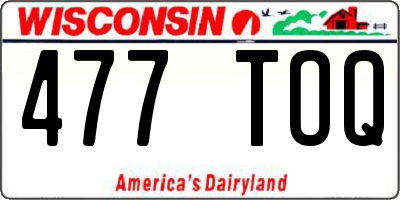 WI license plate 477TOQ