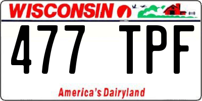 WI license plate 477TPF