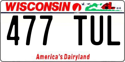 WI license plate 477TUL