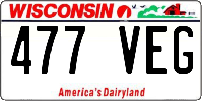 WI license plate 477VEG