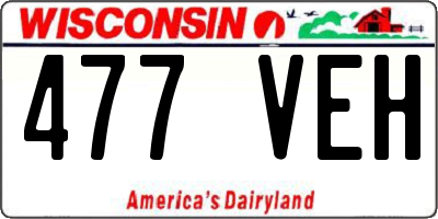 WI license plate 477VEH