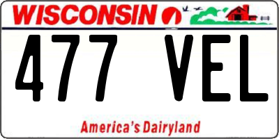 WI license plate 477VEL