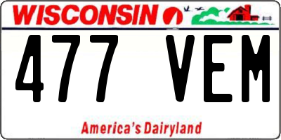 WI license plate 477VEM