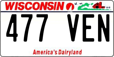 WI license plate 477VEN