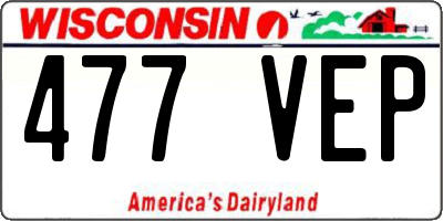 WI license plate 477VEP