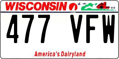 WI license plate 477VFW