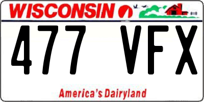 WI license plate 477VFX