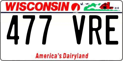 WI license plate 477VRE