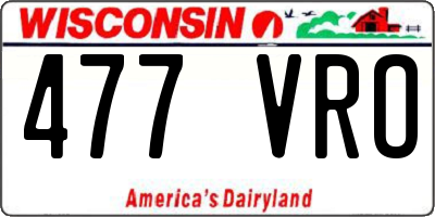 WI license plate 477VRO
