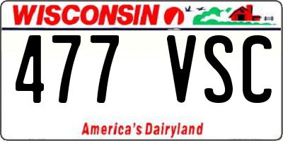 WI license plate 477VSC