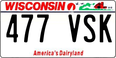 WI license plate 477VSK