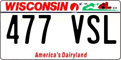 WI license plate 477VSL