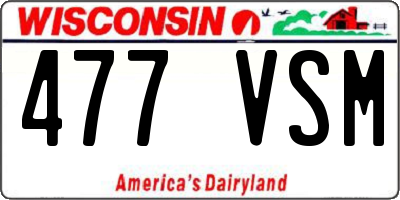 WI license plate 477VSM
