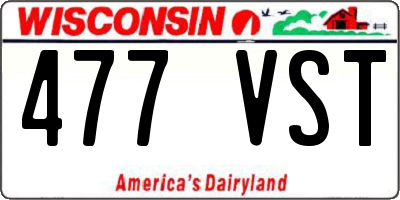 WI license plate 477VST