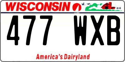 WI license plate 477WXB