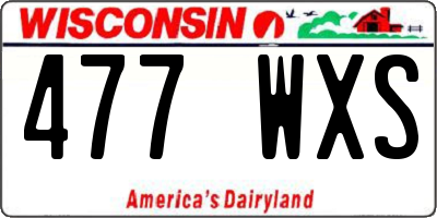 WI license plate 477WXS