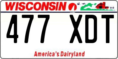 WI license plate 477XDT