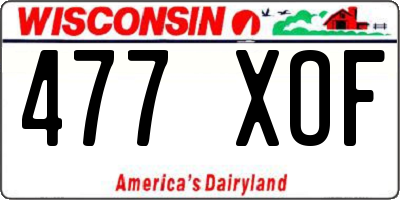 WI license plate 477XOF