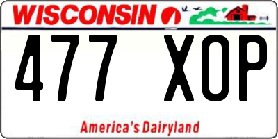WI license plate 477XOP