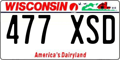 WI license plate 477XSD