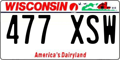 WI license plate 477XSW