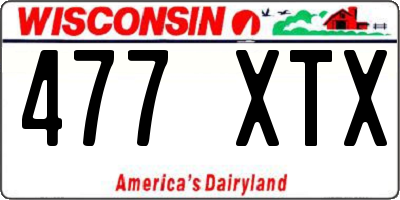 WI license plate 477XTX