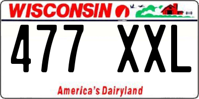 WI license plate 477XXL