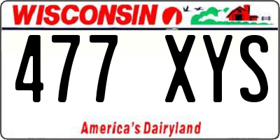 WI license plate 477XYS