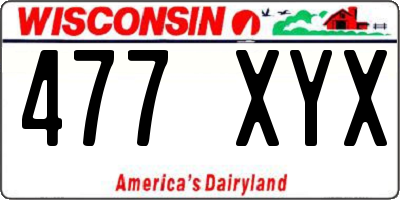 WI license plate 477XYX