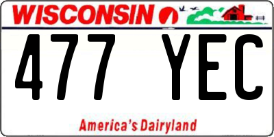 WI license plate 477YEC