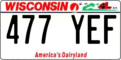 WI license plate 477YEF