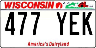 WI license plate 477YEK