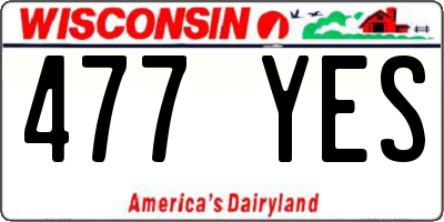 WI license plate 477YES