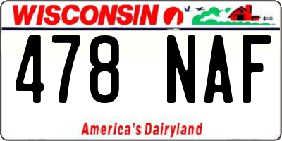 WI license plate 478NAF