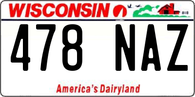 WI license plate 478NAZ