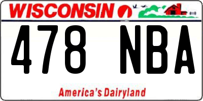 WI license plate 478NBA