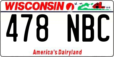 WI license plate 478NBC