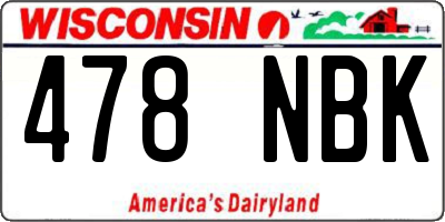 WI license plate 478NBK