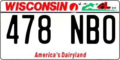 WI license plate 478NBO