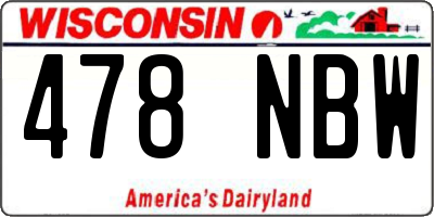 WI license plate 478NBW