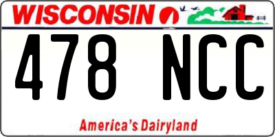 WI license plate 478NCC
