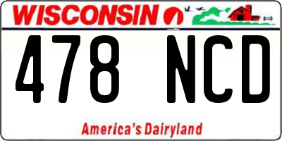 WI license plate 478NCD