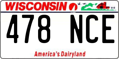 WI license plate 478NCE