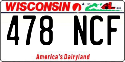 WI license plate 478NCF