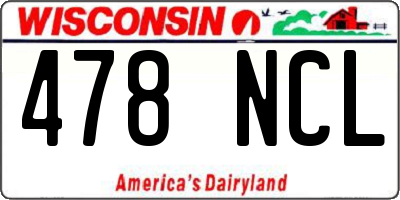 WI license plate 478NCL