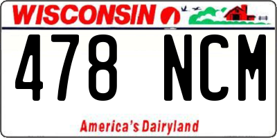 WI license plate 478NCM